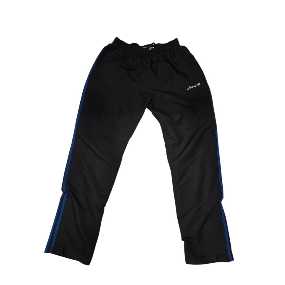 Y2K Adidas Originals Track Pants Men's Large L Black Blue Stripes Trefoil Logo